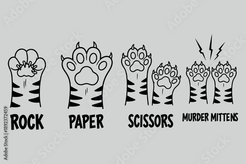 Funny cat paws playing rock paper scissors, 'Murder Mittens' edition