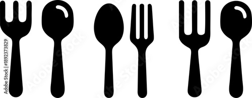 Spoon and Fork Cutlery Restaurant Vector Icon Set
