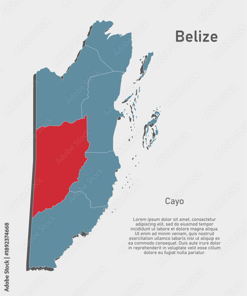 Obraz premium Vector map of Belize - Cayo District