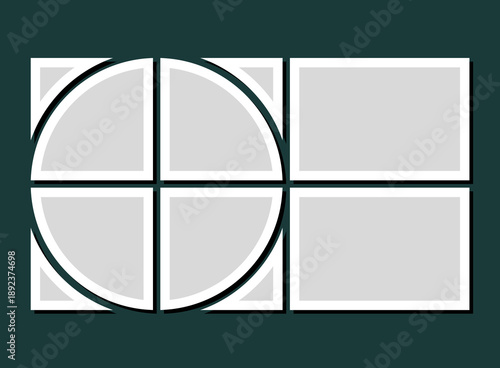 Template collage of six frames, images, photo