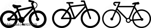 Bicycle Set BMX Mountain and Road Bike Vector Icons