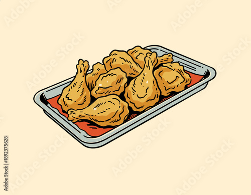 Fast Food Illustration Set Cheeseburger Pizza Fries Chicken Wings Mozzarella Sticks Vector Style