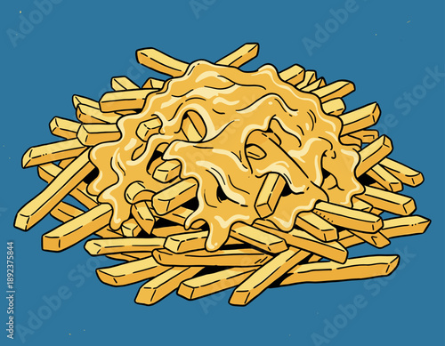 Fast Food Illustration Set Cheeseburger Pizza Fries Chicken Wings Mozzarella Sticks Vector Style