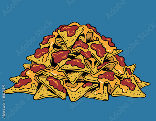 Fast Food Illustration Set Cheeseburger Pizza Fries Chicken Wings Mozzarella Sticks Vector Style