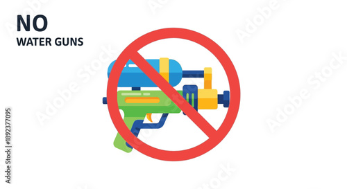 Important safety notice explicitly indicating that water guns are prohibited in this location or event area requiring strict adherence to rules.