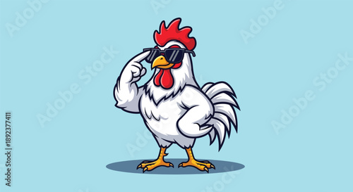 Cool Rooster Wearing Sunglasses Cartoon Illustration.
