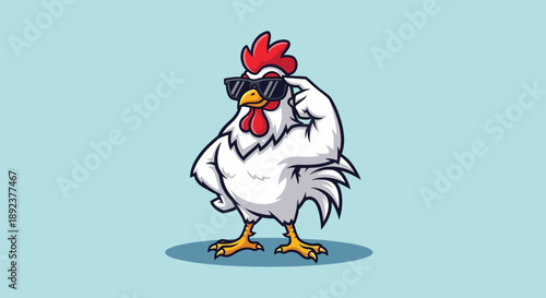 Cool Rooster Wearing Sunglasses Standing Confidently.