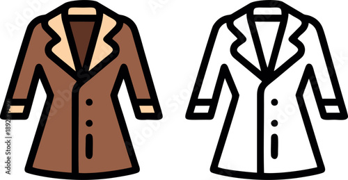 Brown Overcoat and Trench Coat Fashion Vector Icon
