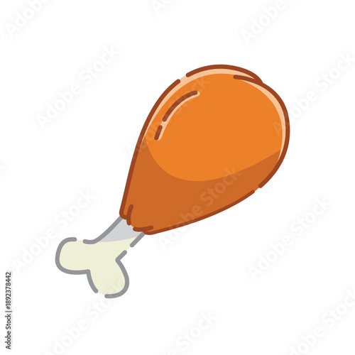 Chicken drumstick icon vector, chicken leg vector illustration, poultry meat graphic, fried chicken drumstick icon, roasted poultry leg vector image