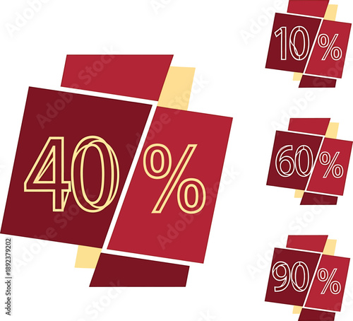 Red and yellow abstract discount banners showing percentage for sale offers