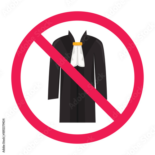 No judge sign, forbidden sign with judge robe icon, no judging allowed icon, do not judge symbol, vector illustration

