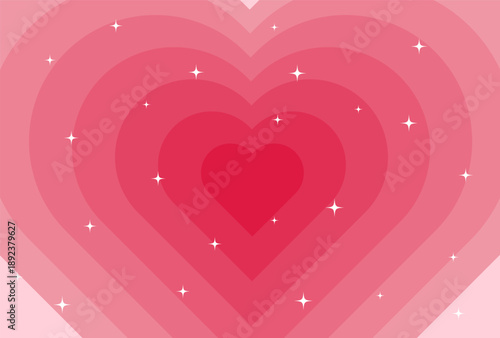Vibrant pink heart radiating concentric layers with bright white sparkles creating a beautiful celebratory background design
