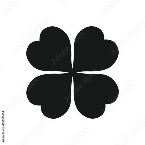 Black lucky clover leaf isolated flat style design.
