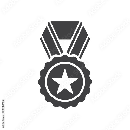 Award champion medal icon isolated flat style design.