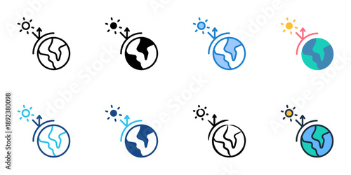 Greenhouse effect icons set multiple style collection. Editable stroke 
