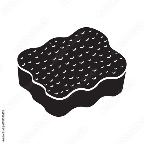 Washing sponge silhouette vector icon for household cleaning and hygiene