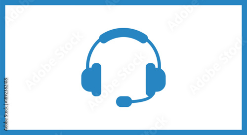 Modern Blue Headset Icon for Customer Support and Call Center Applications