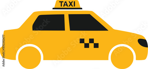 Vector Illustration of a Yellow Taxi Cab for Urban Transport Themes and Travel Design