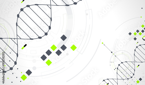 Abstraction on a scientific medical theme. Creative image of a DNA molecule with art elements.