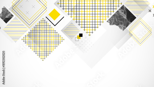 Abstract geometric background with grid and square elements. Vector illustration.