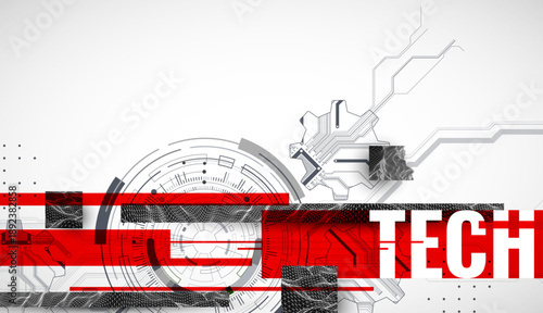 Stylized view of gears integrated with microcircuits. Concept of combining mechanics and electronics.