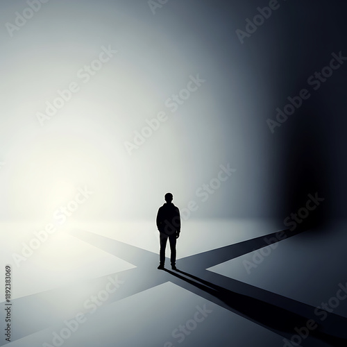 Conceptual Silhouette at Junction Minimalist Style for Corporate Leadership Goal.