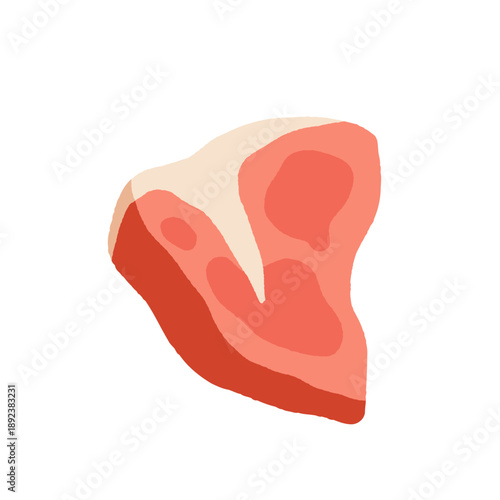 Cartoon meat. Fresh meat products. Culinary, grocery raw pork, beef steaks, chicken, turkey, sausage, bacon, pork belly, ham, poultry, ribs. Meat market vector set