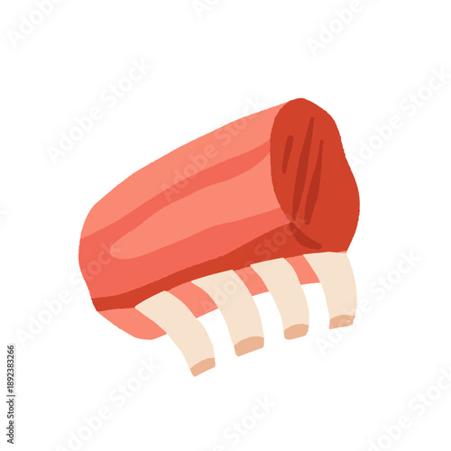 Cartoon meat. Fresh meat products. Culinary, grocery raw pork, beef steaks, chicken, turkey, sausage, bacon, pork belly, ham, poultry, ribs. Meat market vector set