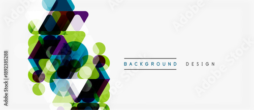 Abstract geometric shapes, vibrant colors, modern design. Clean white space creates balance, visual appeal.