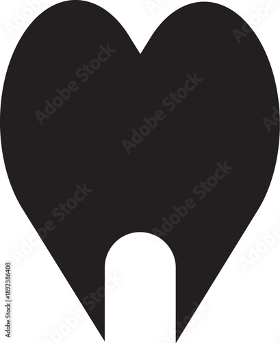 Black single healthy tooth silhouette vector illustration