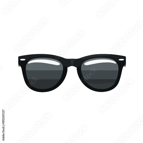 Classic Black Wayfarer Sunglasses Flat Vector Icon, Summer Fashion Eyewear Accessory Symbol Illustration