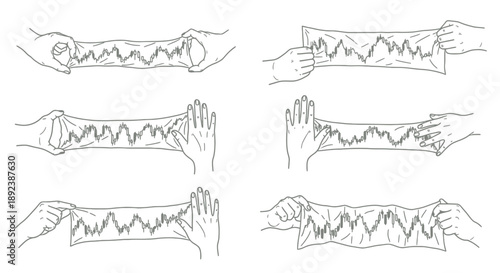 Hands Stretching Fabric with Zigzag Pattern.