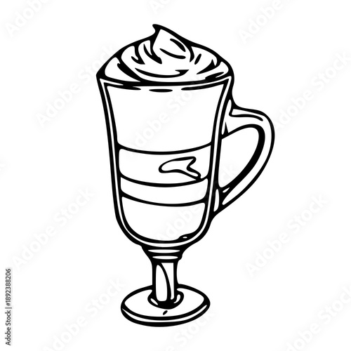 hand drawn sketch of hot chocolate with foam topping