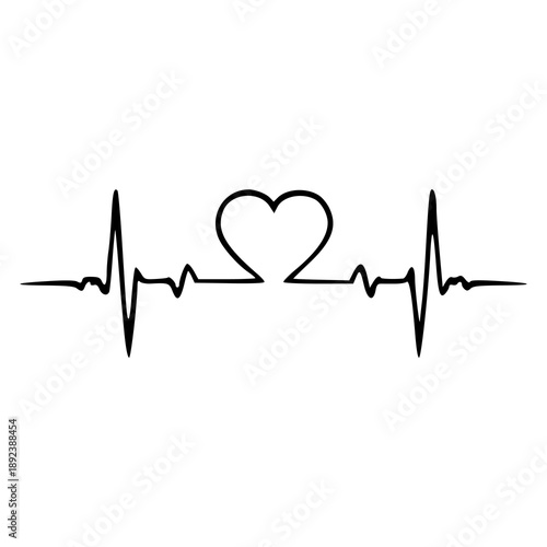 heartbeat EKG line with heart shape for health and love concept