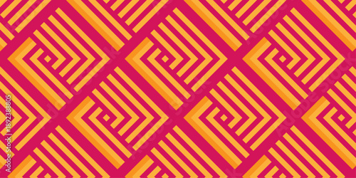 Illustration seamless pattern line colorful tile ornament wallpaper. Mosaic backdrop retro chevron design.