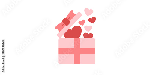 Gift box overflowing with hearts on Valentine's Day