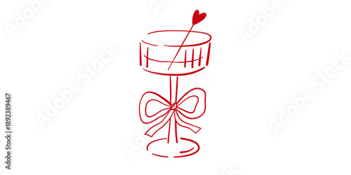 Champagne bottle with heart on cork and elegant bow