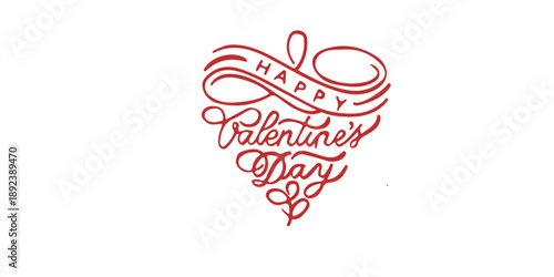 Happy Valentine's Day heart design with elegant red calligraphy