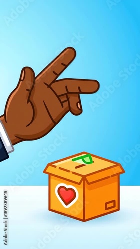 Wallpaper Mural Hand Donating Money To Charity Box With Heart Symbol Bright Blue Background Torontodigital.ca