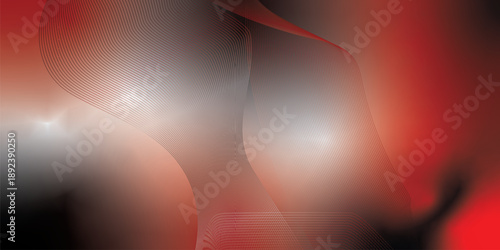 Abstract red and black background featuring smooth flowing wave shapes and translucent curved layers with soft light gradients, creating a modern dynamic motion effect, elegant futuristic design, mini