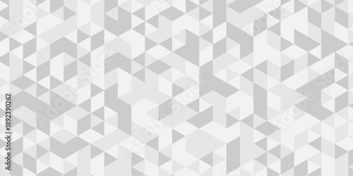 Abstract background made of triangles. Mosaic pattern, tile geometric cube white and gray vector wallpaper.