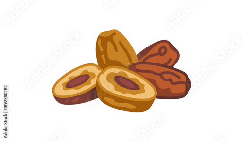 Premium Sweet Date Fruits Vector Illustration for Ramadan and Middle Eastern Food Concept