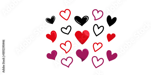 Colorful heart shapes in modern minimalist design