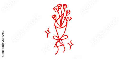 Elegant red bouquet with ribbon and sparkles