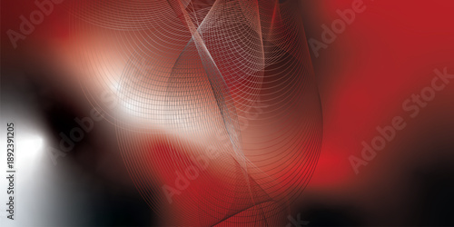 Abstract red and black background featuring smooth flowing wave shapes and translucent curved layers with soft light gradients, creating a modern dynamic motion effect, elegant futuristic design, mini