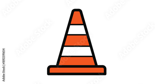 Simple Orange and White Striped Traffic Cone Vector Illustration for Safety Warning Road Construction and Traffic Control Projects.