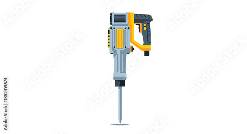 Handheld Demolition Hammer Side View Vector Illustration for Construction Remodeling and Heavy Duty Breaking Projects Commercial Design.