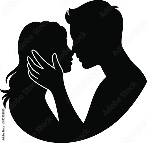 Intimate Romantic Couple Silhouette Kissing Portrait