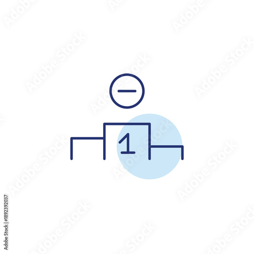 Minus of winners podium. Trophy unavailable, event cancelled. Pixel perfect, editable stroke vector icon