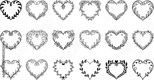 Intricate Floral Heart Border Collection